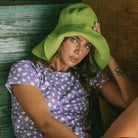 Bloom Crochet Cotton Hat In Lime Green One size