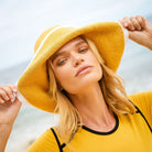 Bloom Crochet Cotton Hat In Yellow/White