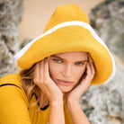 Bloom Crochet Cotton Hat In Yellow/White