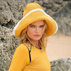 Bloom Crochet Cotton Hat In Yellow/White
