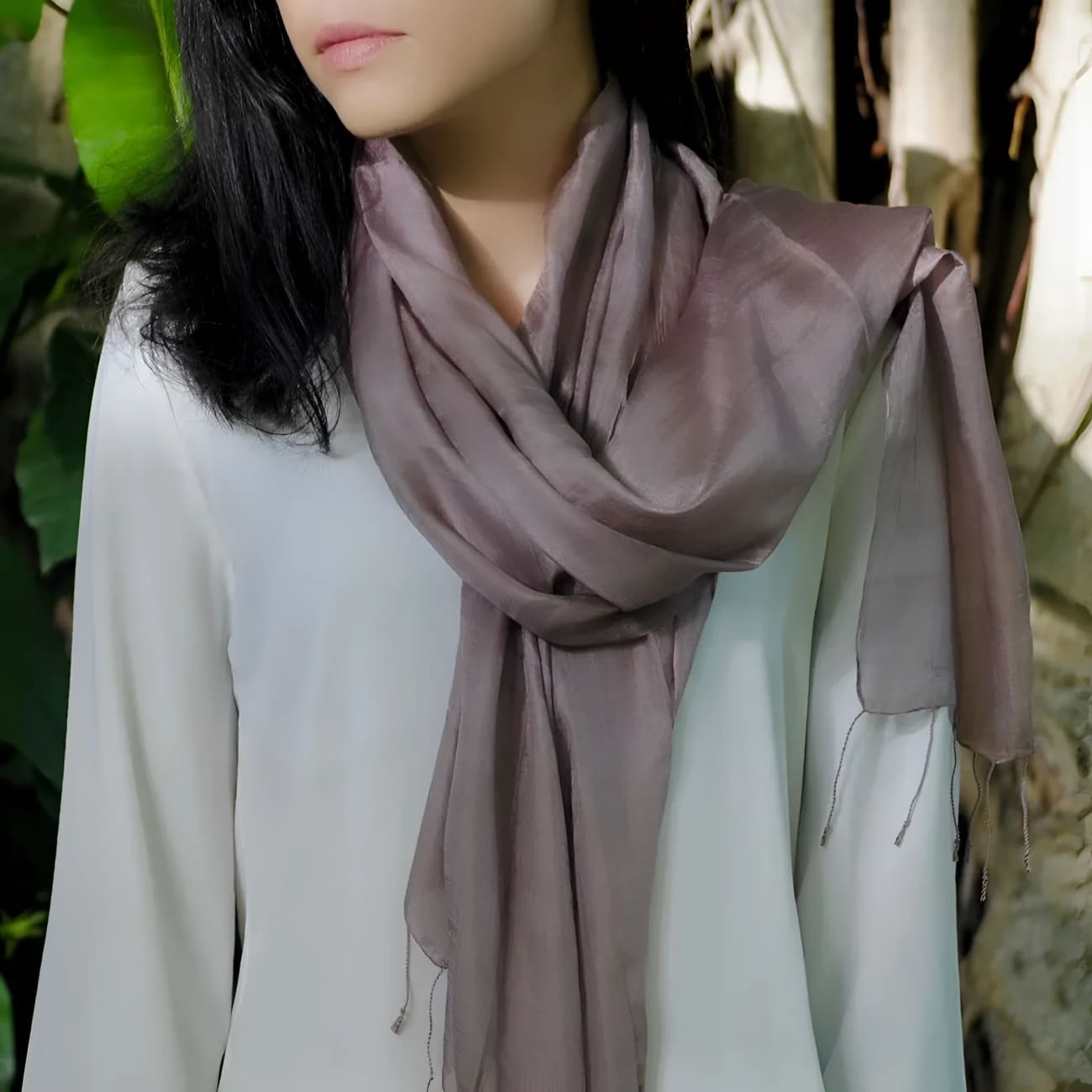 Cambodian Plum Khmer Silk Scarf - Scarves