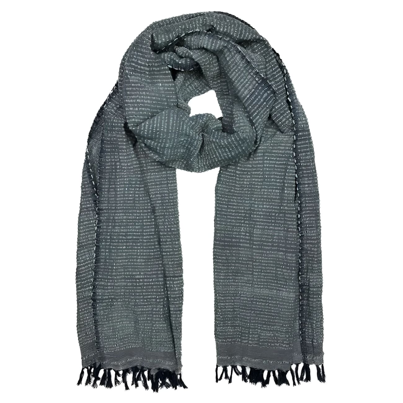 Ethiopian Classic Striped Cotton Scarf - Denim - Scarves
