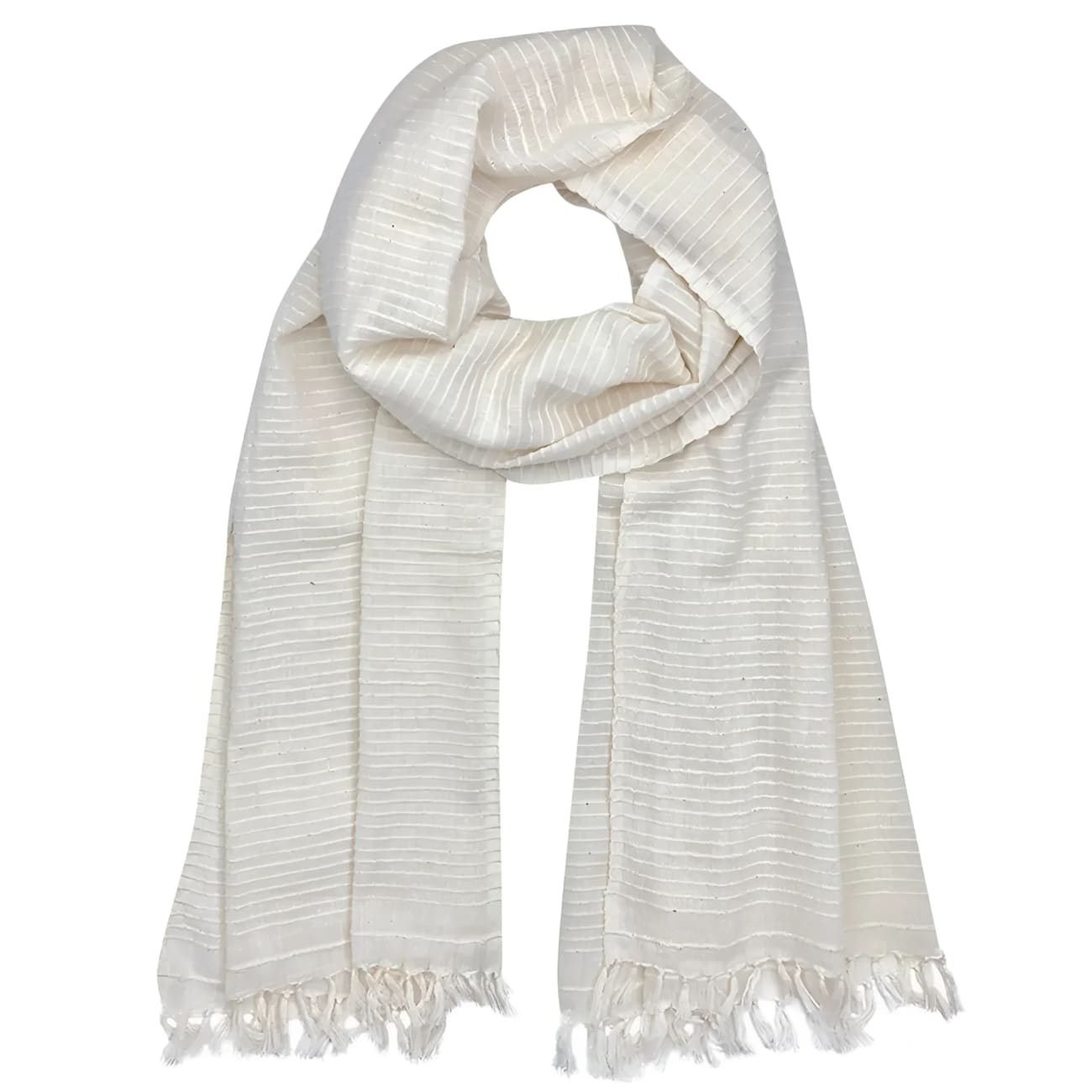 Ethiopian Classic Striped Cotton Scarf - Ivory - Scarves