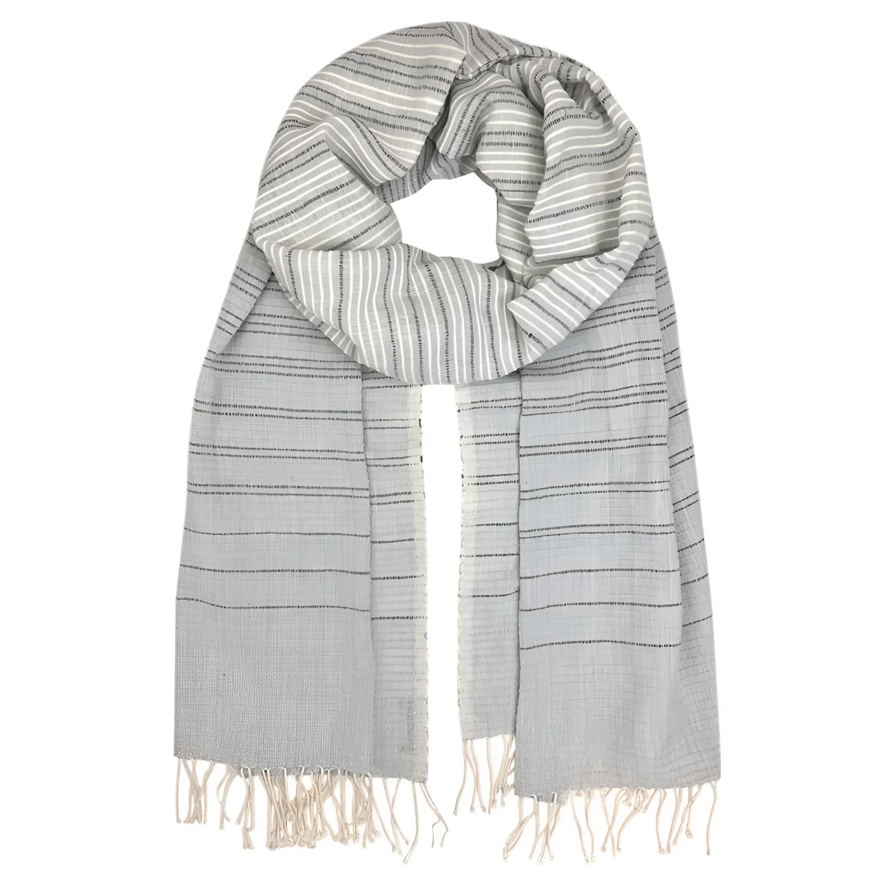 Ethiopian Striped Cotton Scarf - French gray - Scarves
