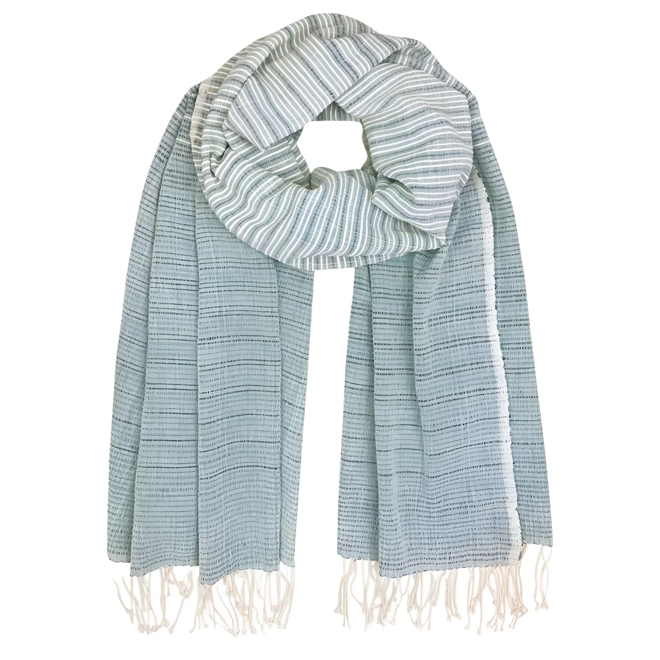 Ethiopian Striped Cotton Scarf - Ocean - Scarves