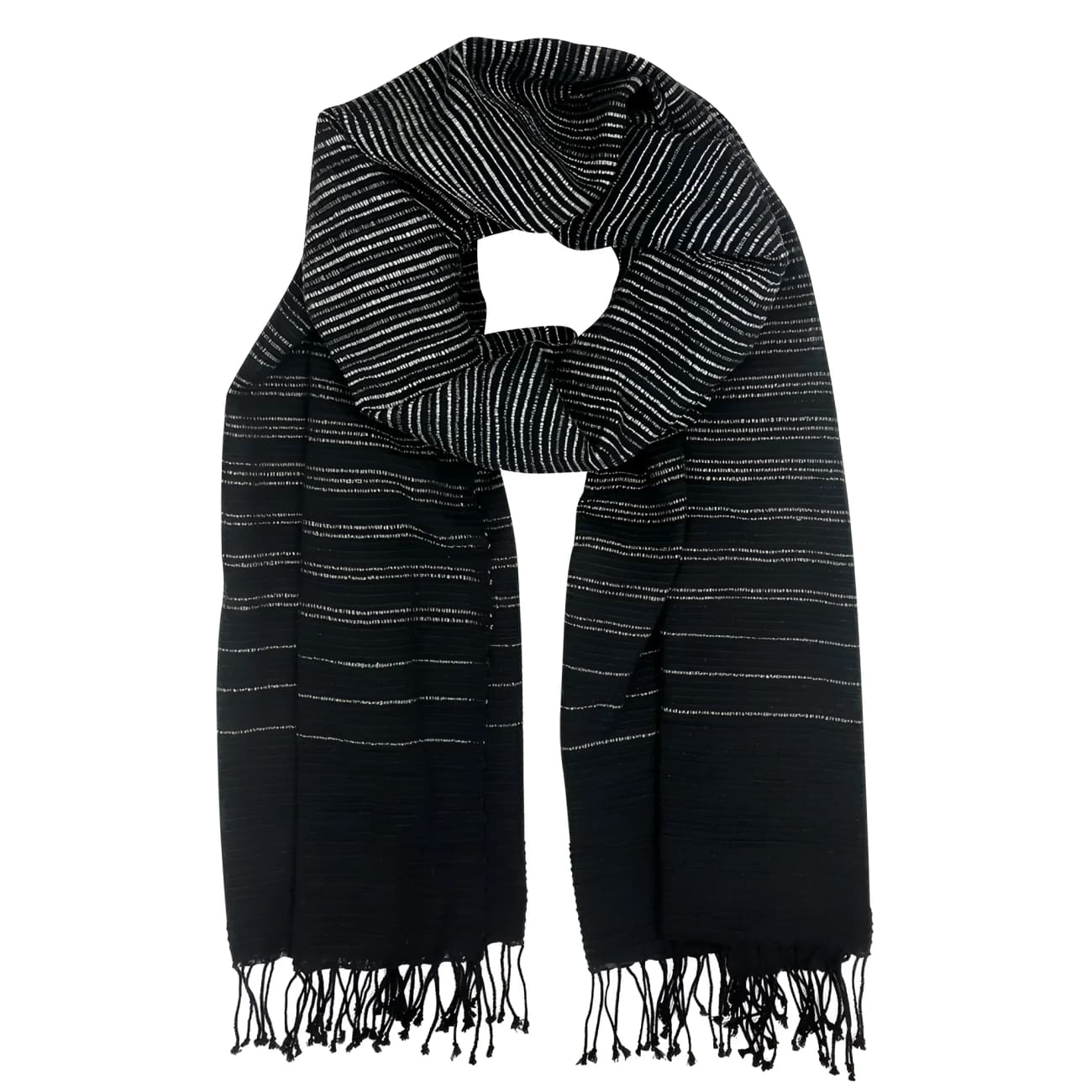 Ethiopian Striped Cotton Scarf - Zebra - Scarves