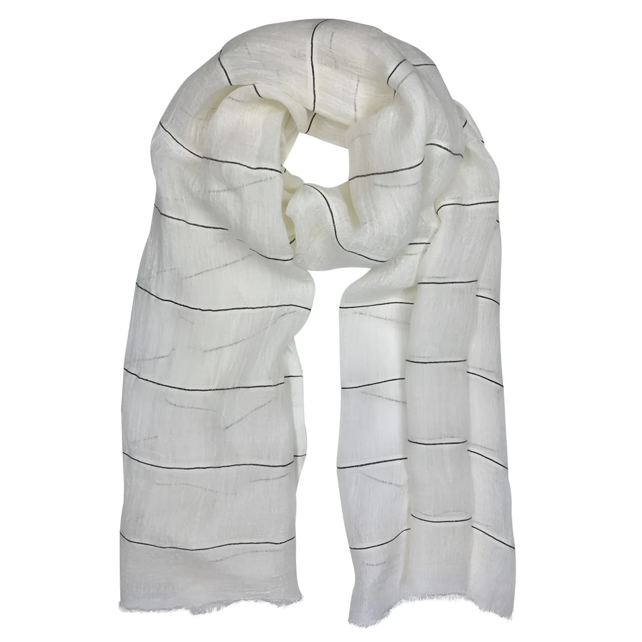 Ethiopian Striped Gauze Linen Scarf - Black - Scarves