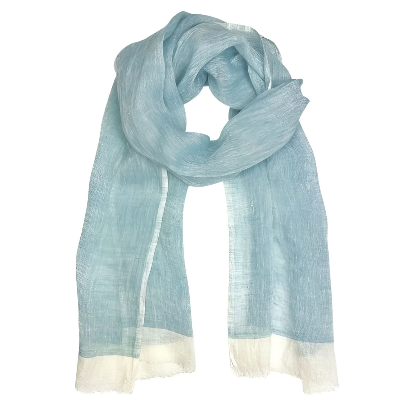 Ethiopian Two-Tone Gauze Linen Scarf - Aqua - Scarves