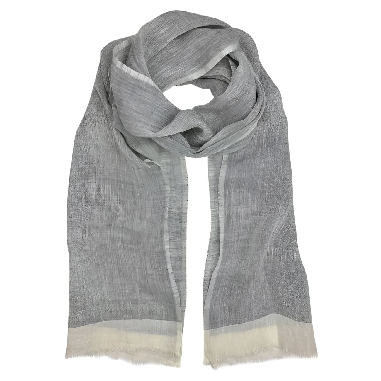 Ethiopian Two-Tone Gauze Linen Scarf - French Gray - Scarves
