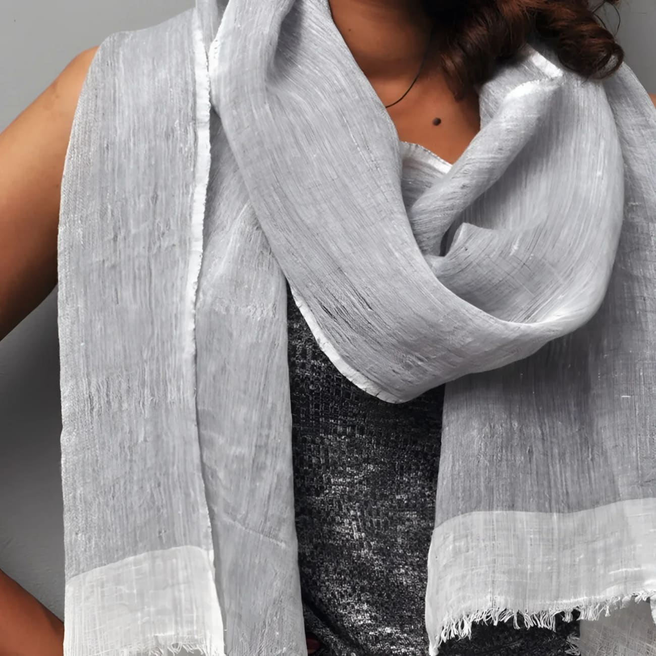 Ethiopian Two-Tone Gauze Linen Scarf - Scarves