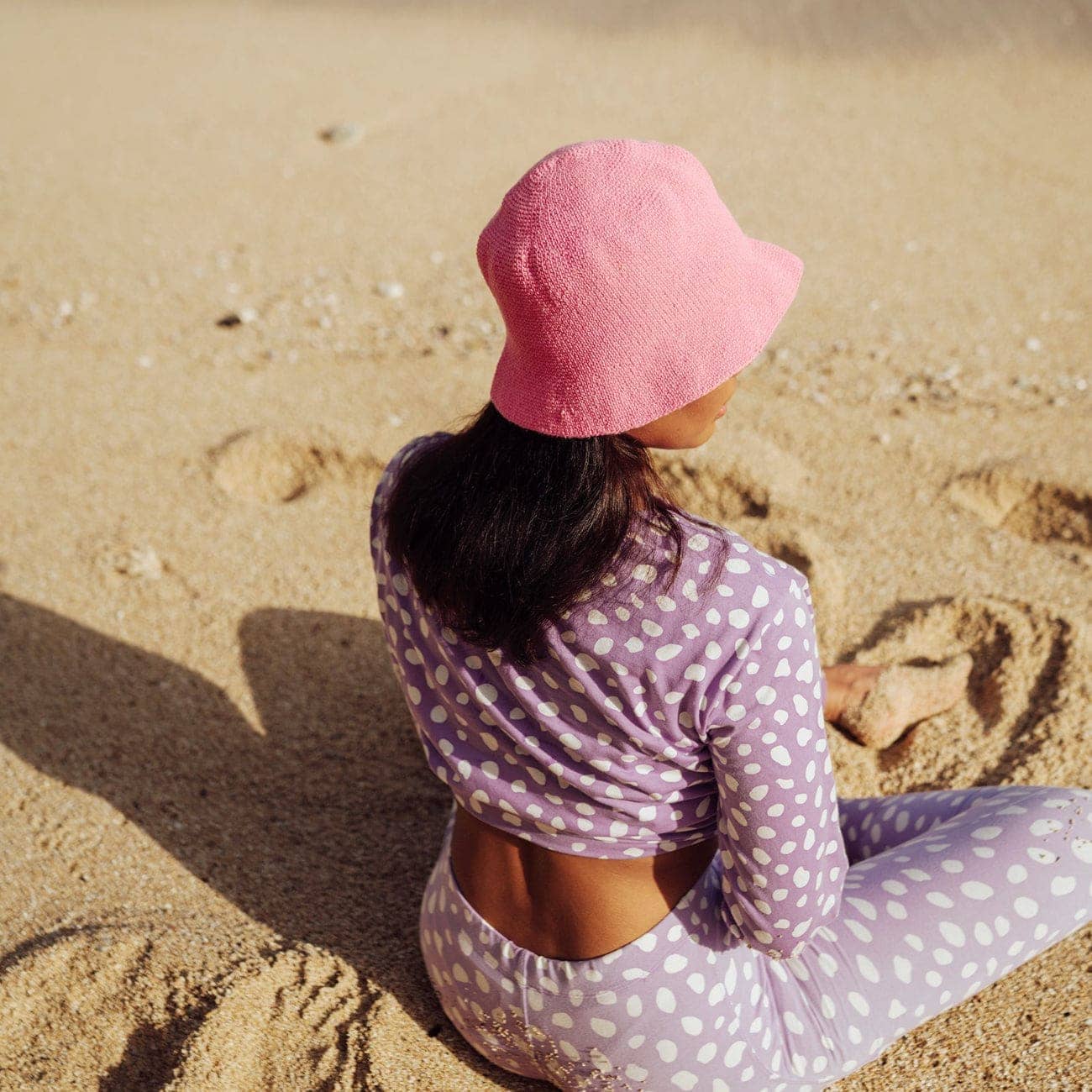 Florette Crochet Cotton Bucket Hat In Pink / beanie