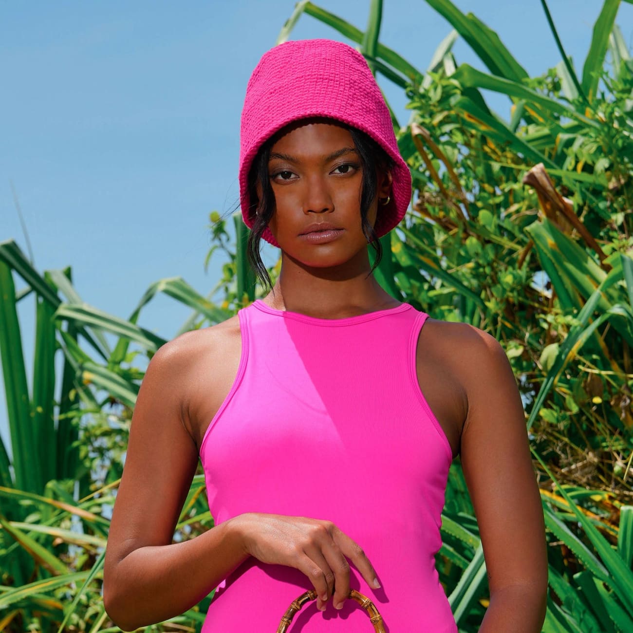 Gani Crochet Cotton Hat In Hot Pink