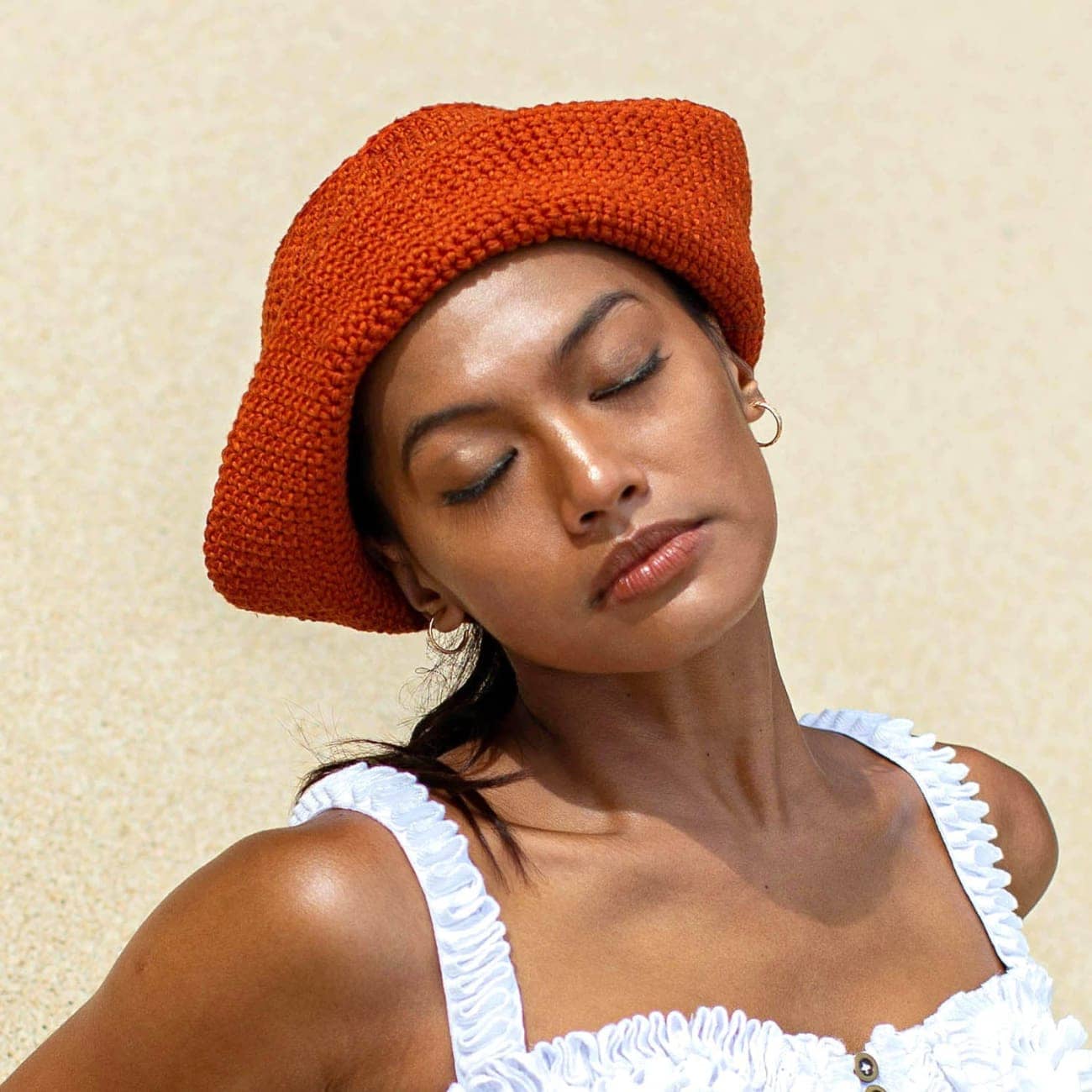 Gani Crochet Cotton Hat In Rooibos Tea Brown