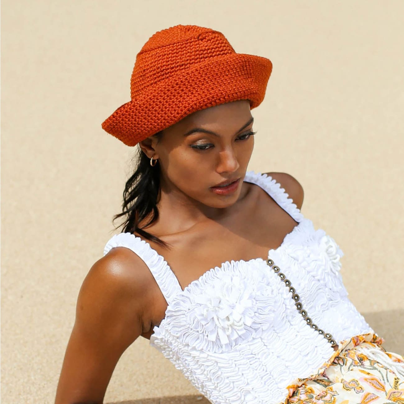 Gani Crochet Cotton Hat In Rooibos Tea Brown
