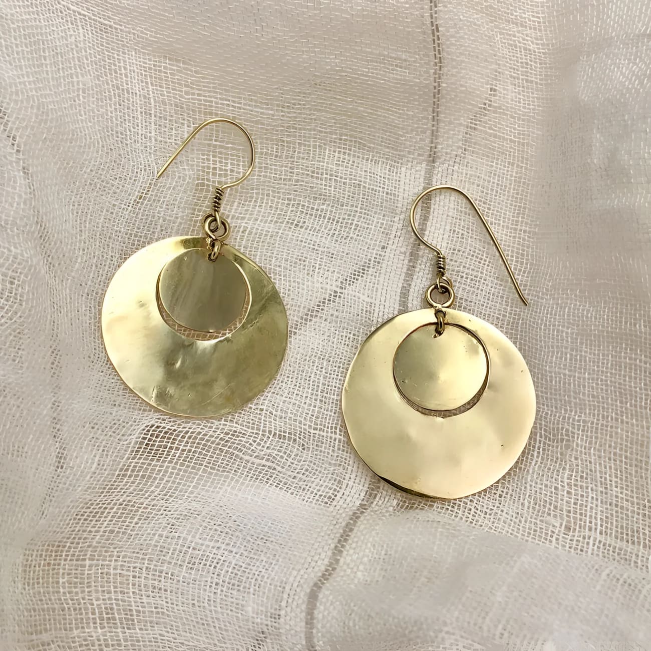 Hammered Circle Bombshell Earrings