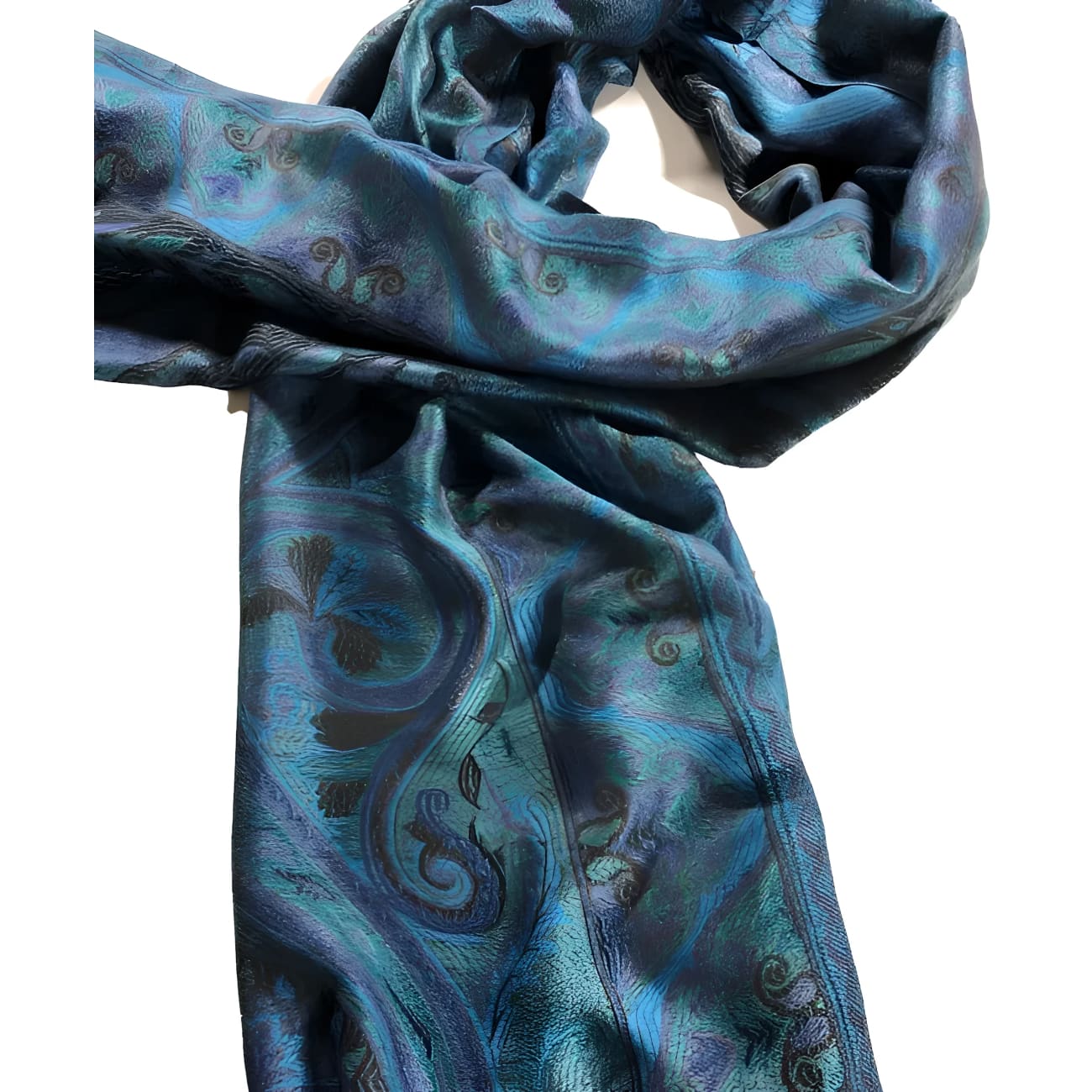 Indian Blue Green Modal Silk Scarf - Scarves