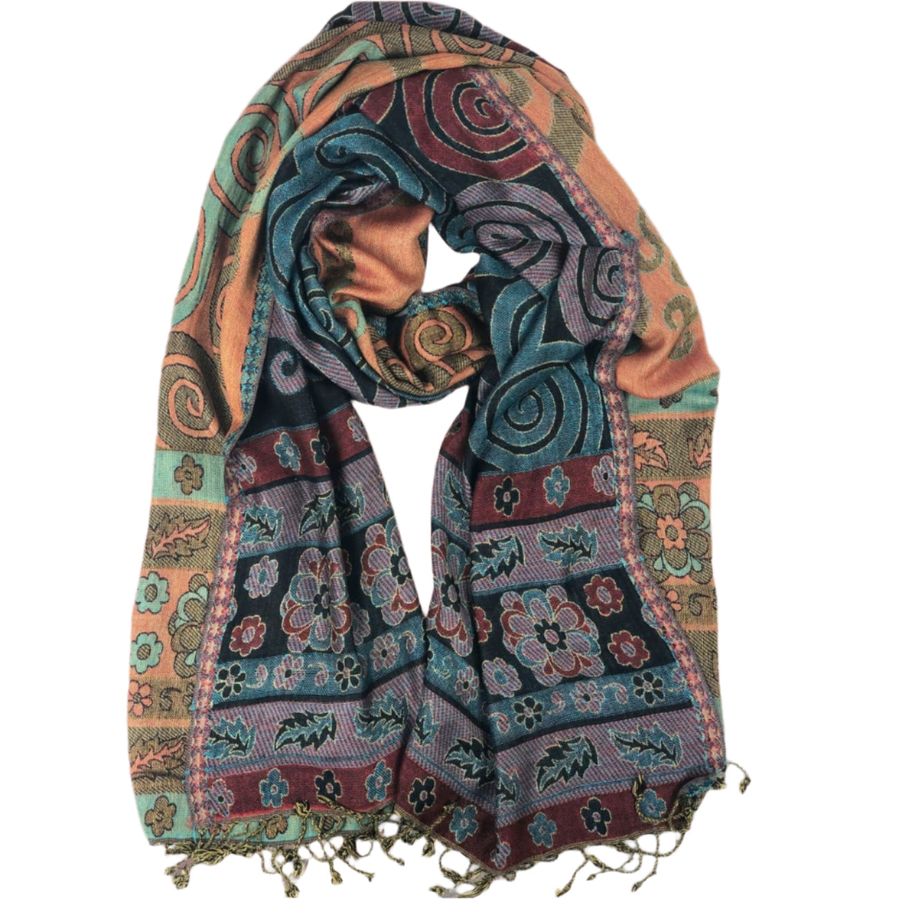 Indian Multi-Color Modal Silk Scarf - Scarves