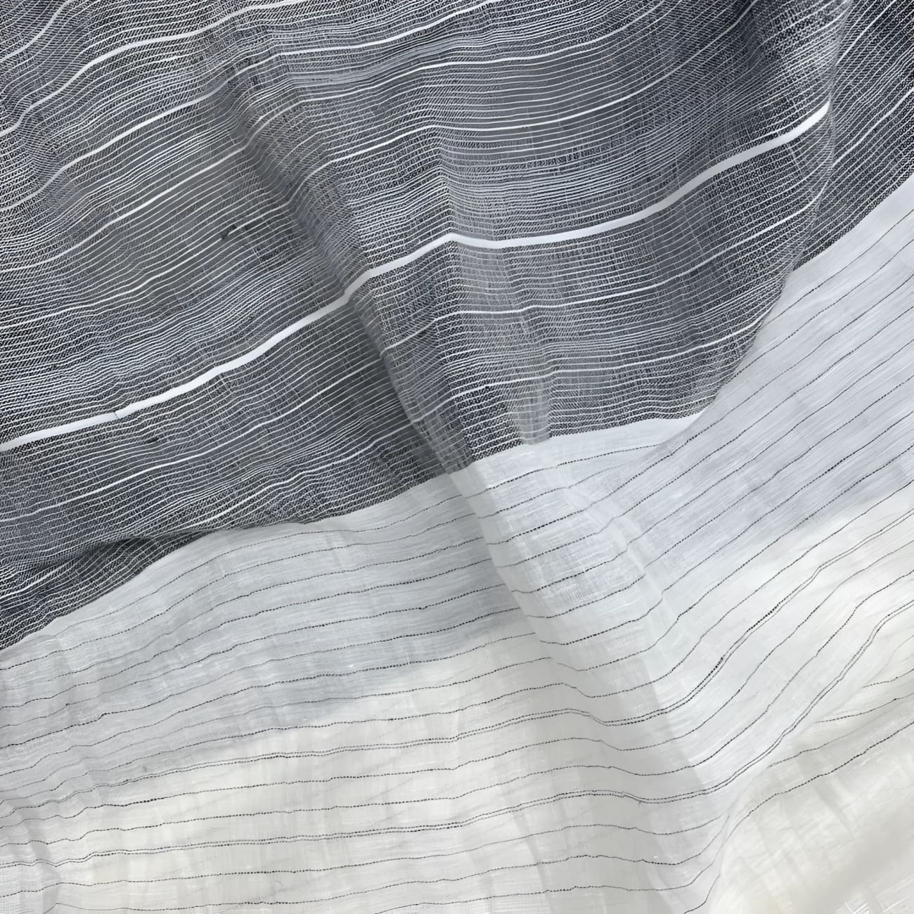 Indian Striped Cotton/Linen Scarf - Black - Scarves