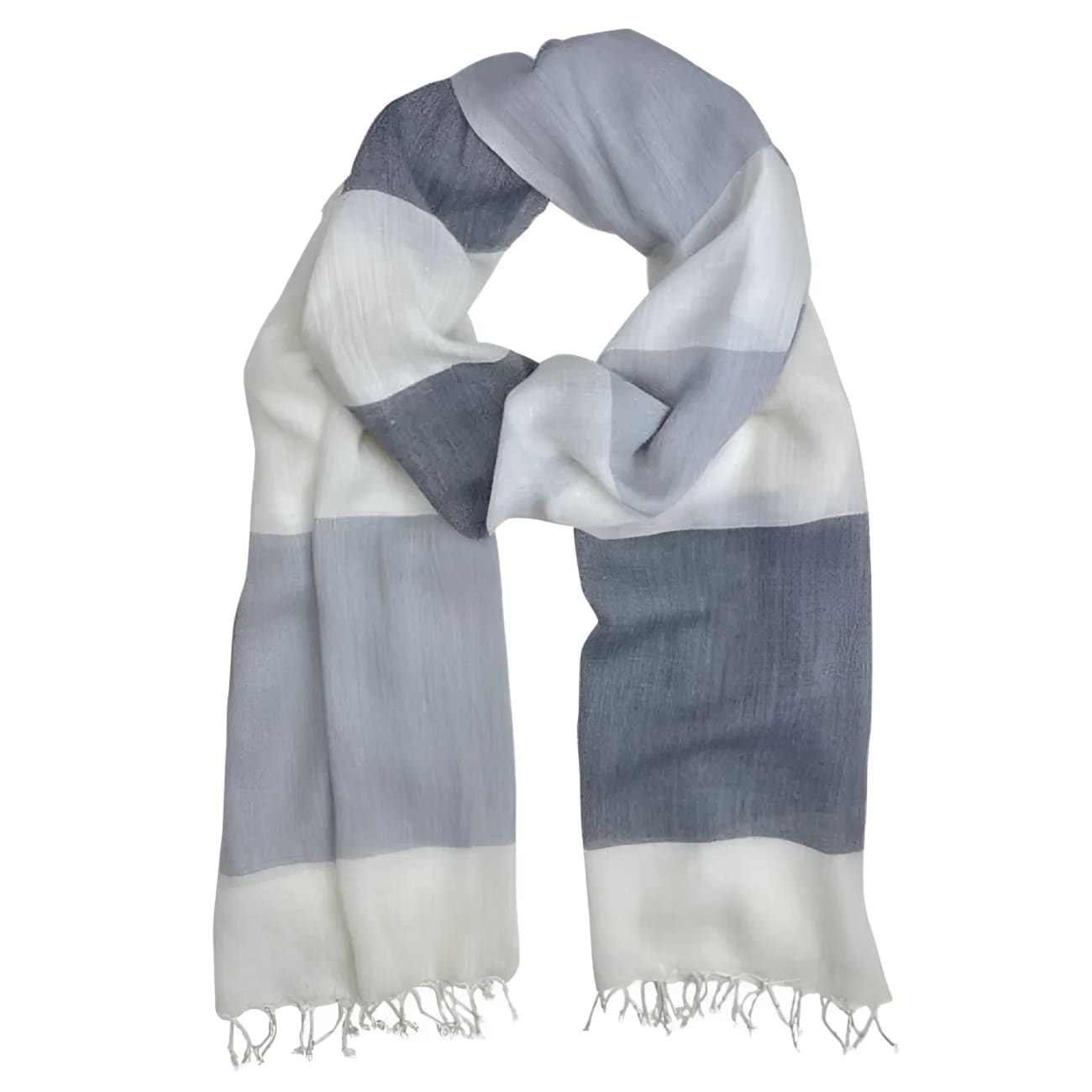 Indian Striped Milk Yarn Scarf - Cloud - Scarves