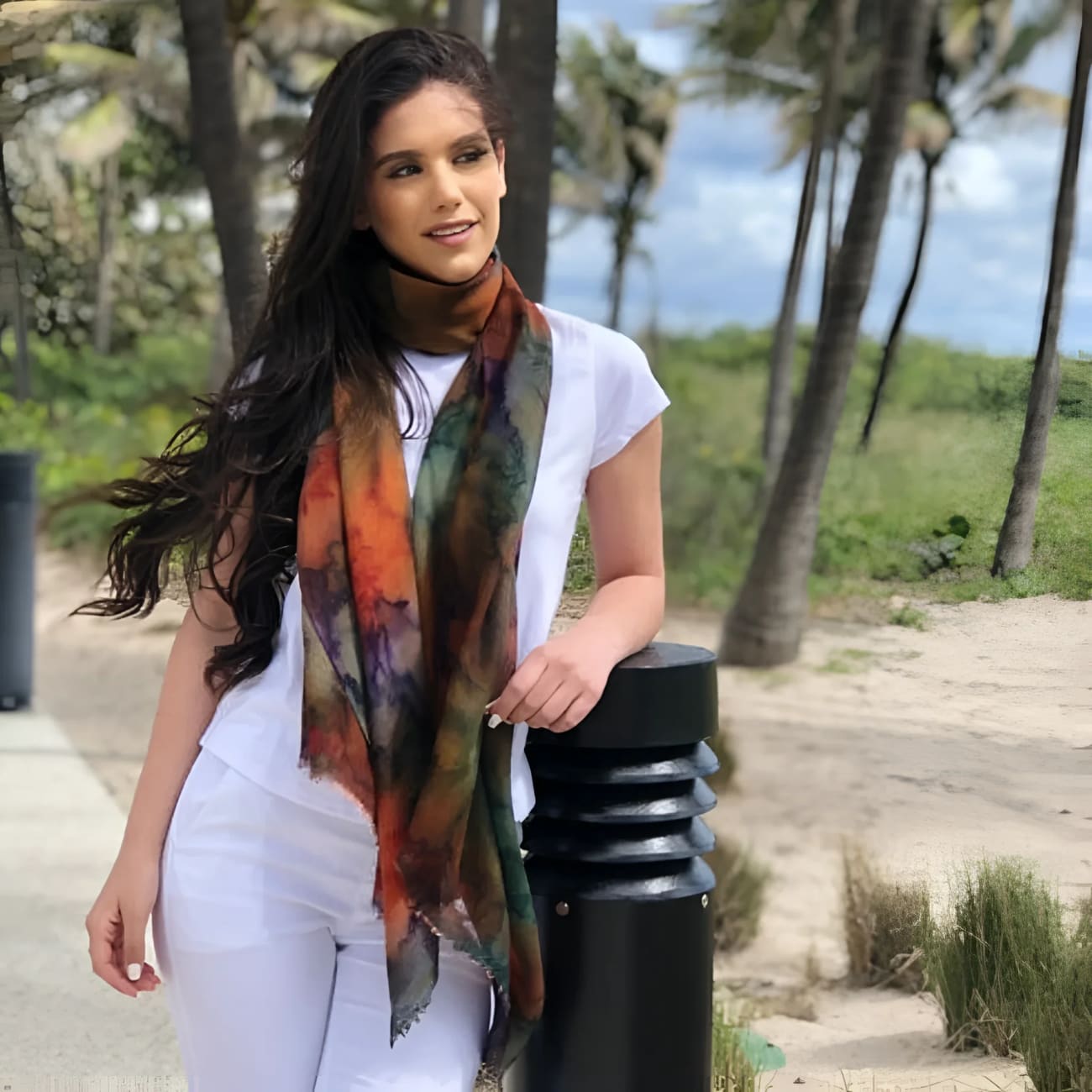 Indian Watercolor Merino Wool/Silk Scarf - Scarves