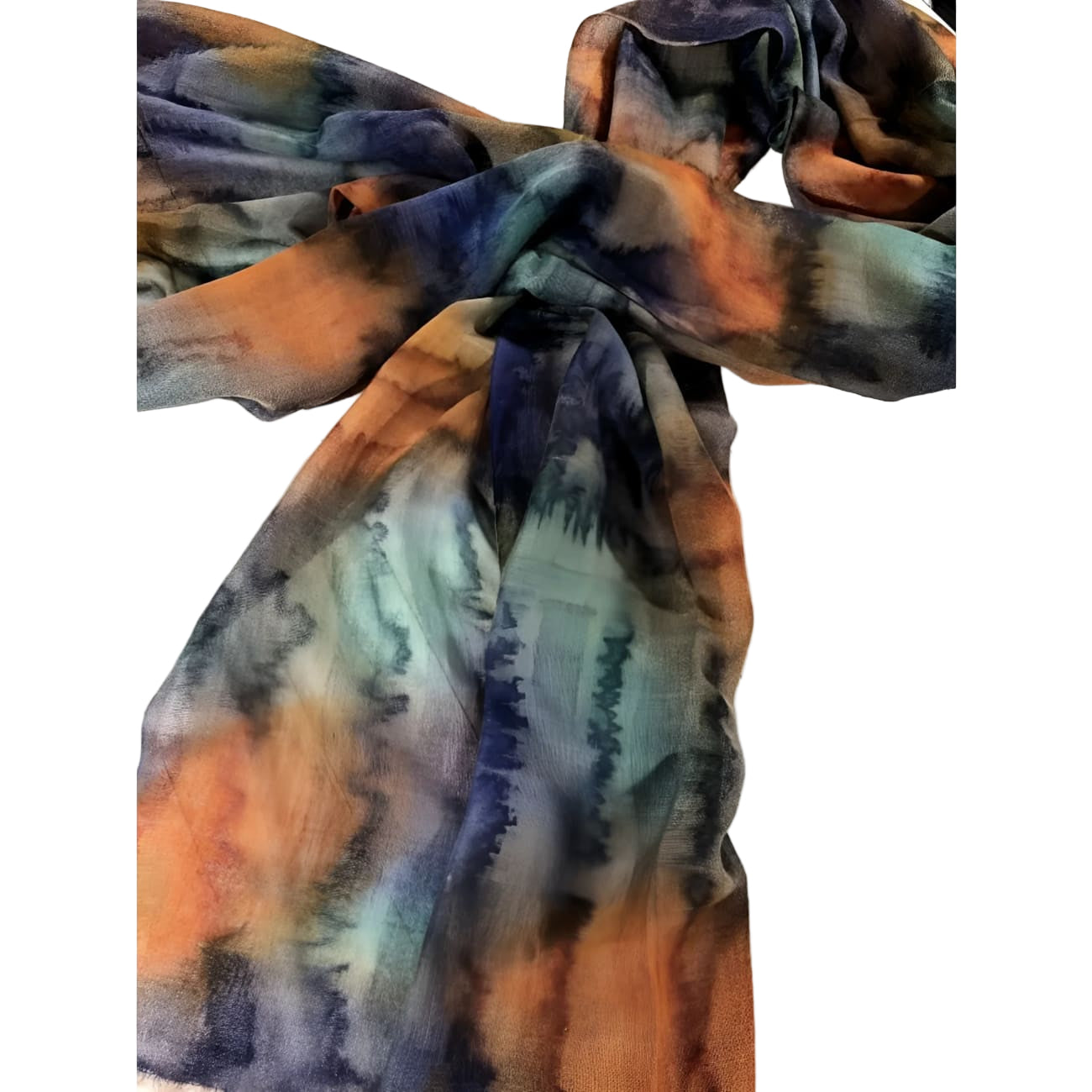 Indian Watercolor Merino Wool/Silk Scarf - Scarves