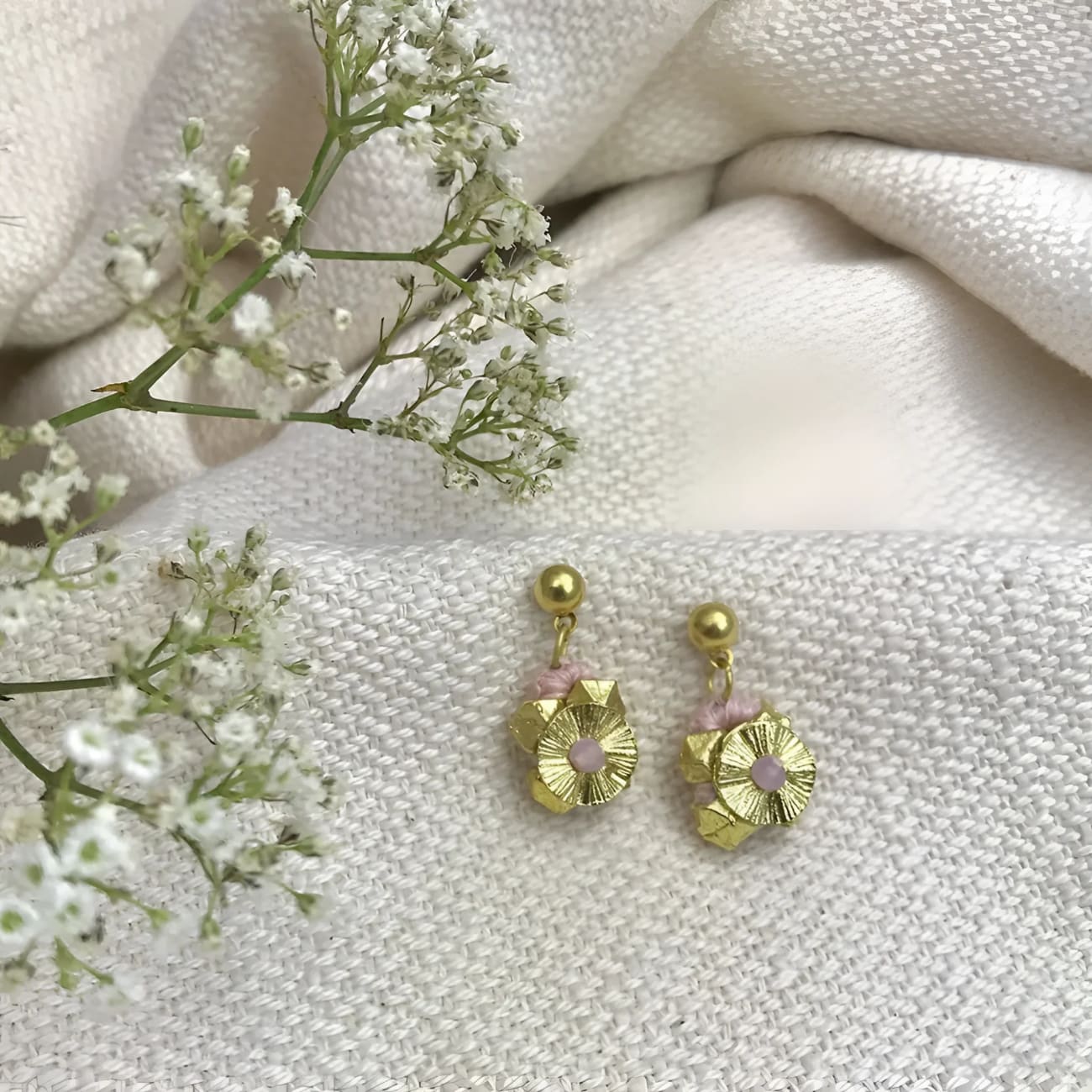 Keya Flower Earrings - Ballet Pink