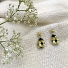 Keya Flower Earrings - Black