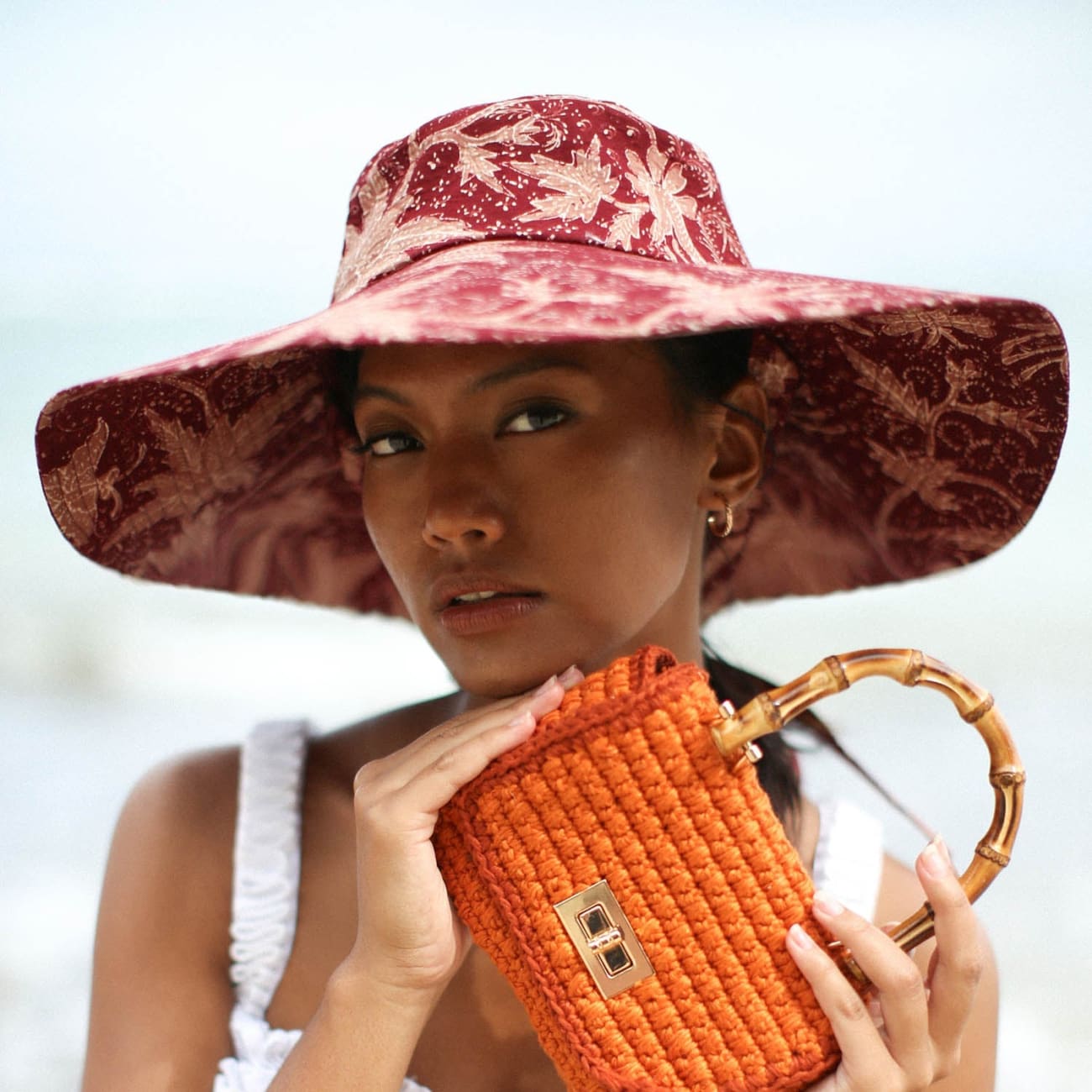 Kusuma Batik Cotton Hat In Maroon Red - Sun Hats