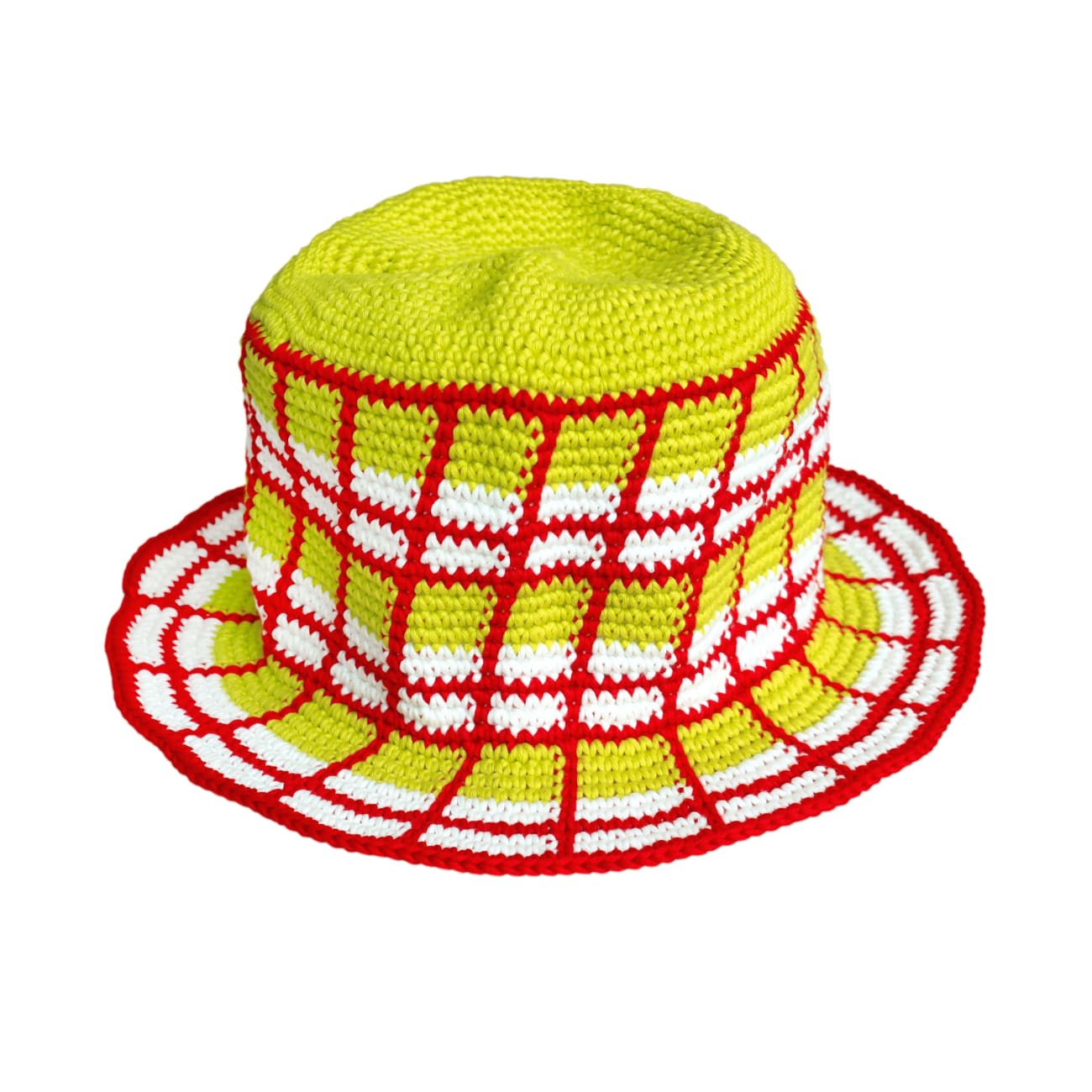 Margarita Plaid Crochet Cotton Hat Medium (22.5’’ 23.5’’) / Lime Green / Sun Hats