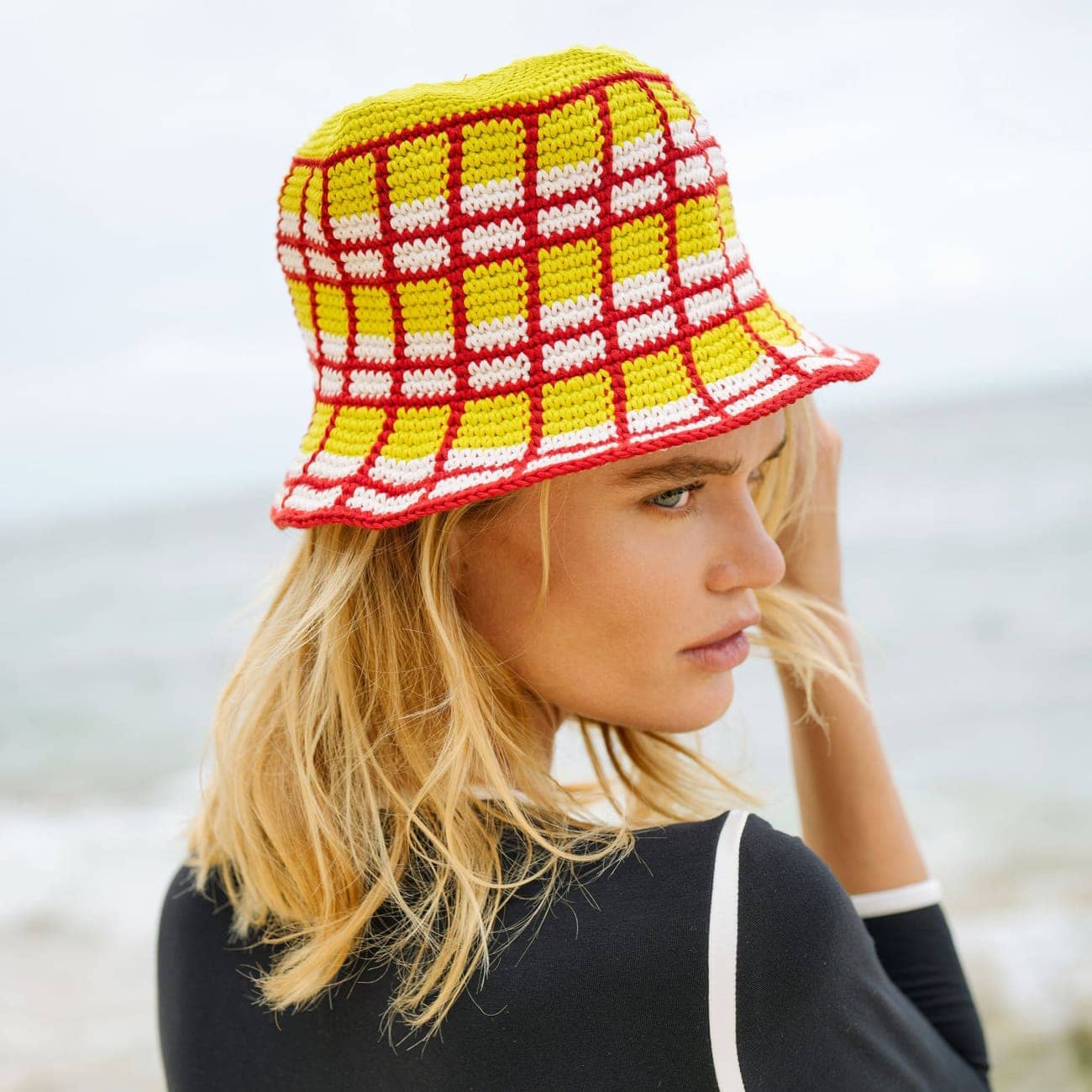 Margarita Plaid Crochet Cotton Hat Sun Hats