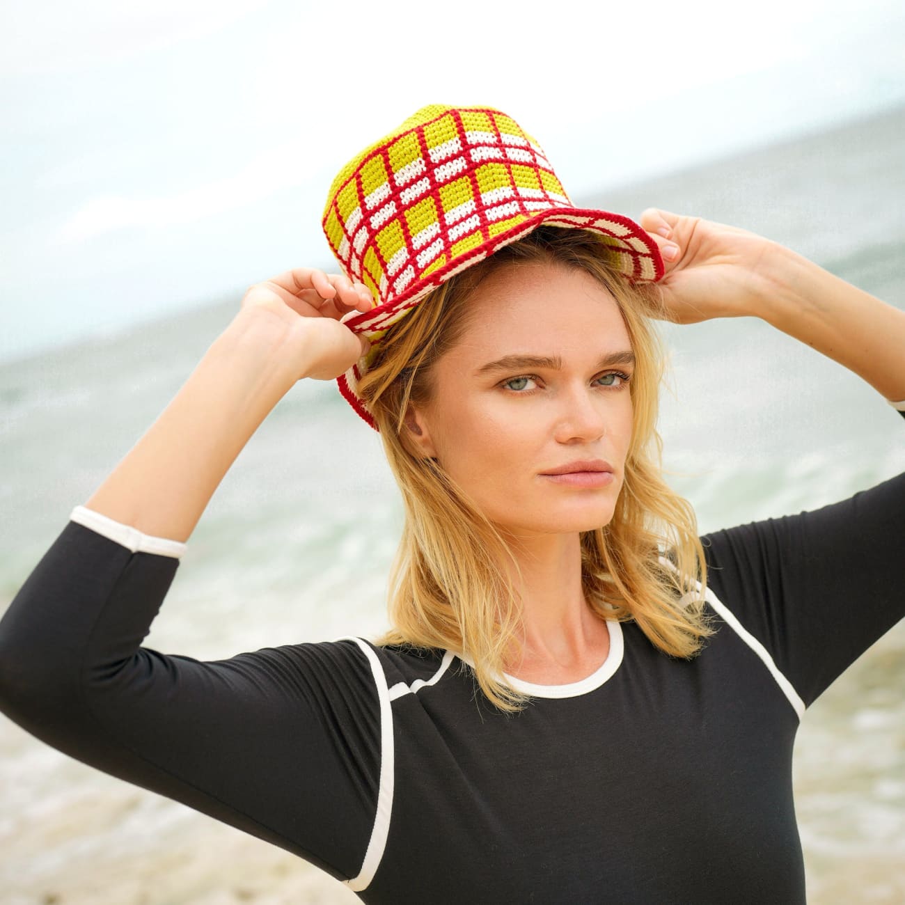 Margarita Plaid Crochet Cotton Hat Sun Hats