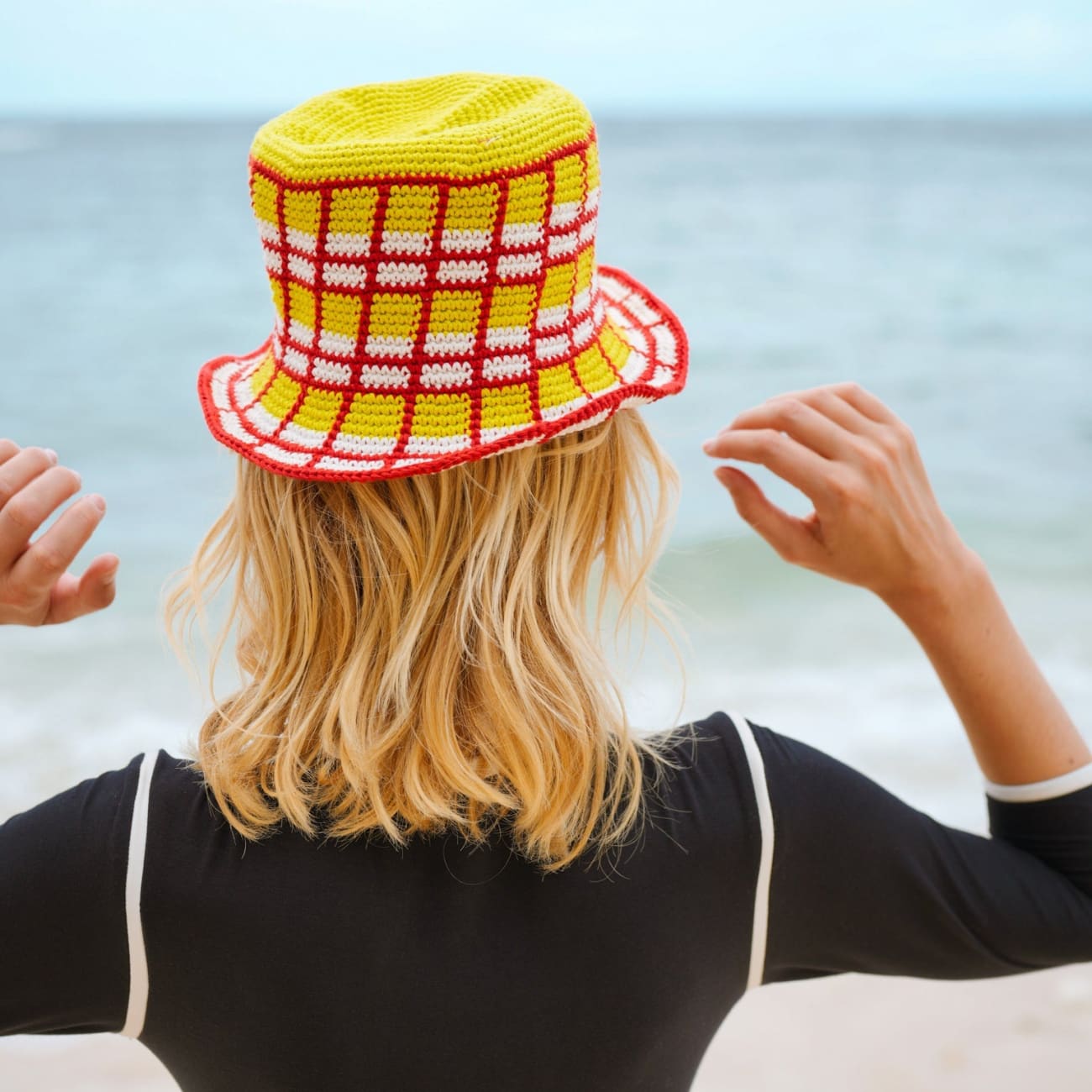 Margarita Plaid Crochet Cotton Hat Sun Hats