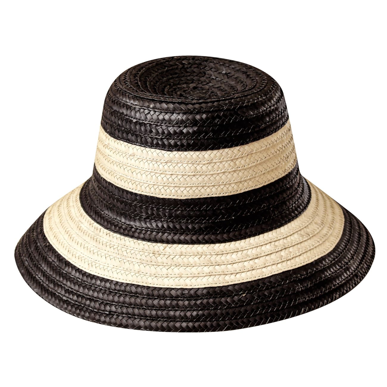 Nona Striped Bucket Straw Hat In Natural/Black