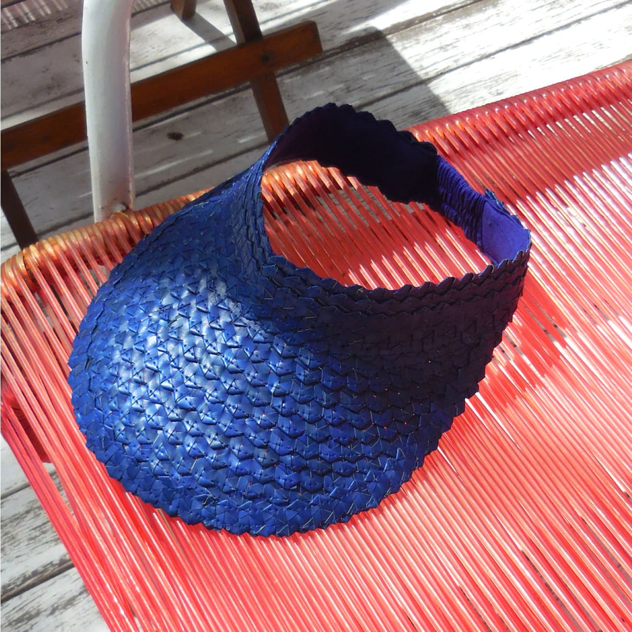 Pandan Visor Hat In Royal Blue - Straw Sun Hats