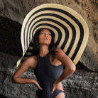 Solana Oversized Striped Straw Hat In Natural/Black Sun Hats