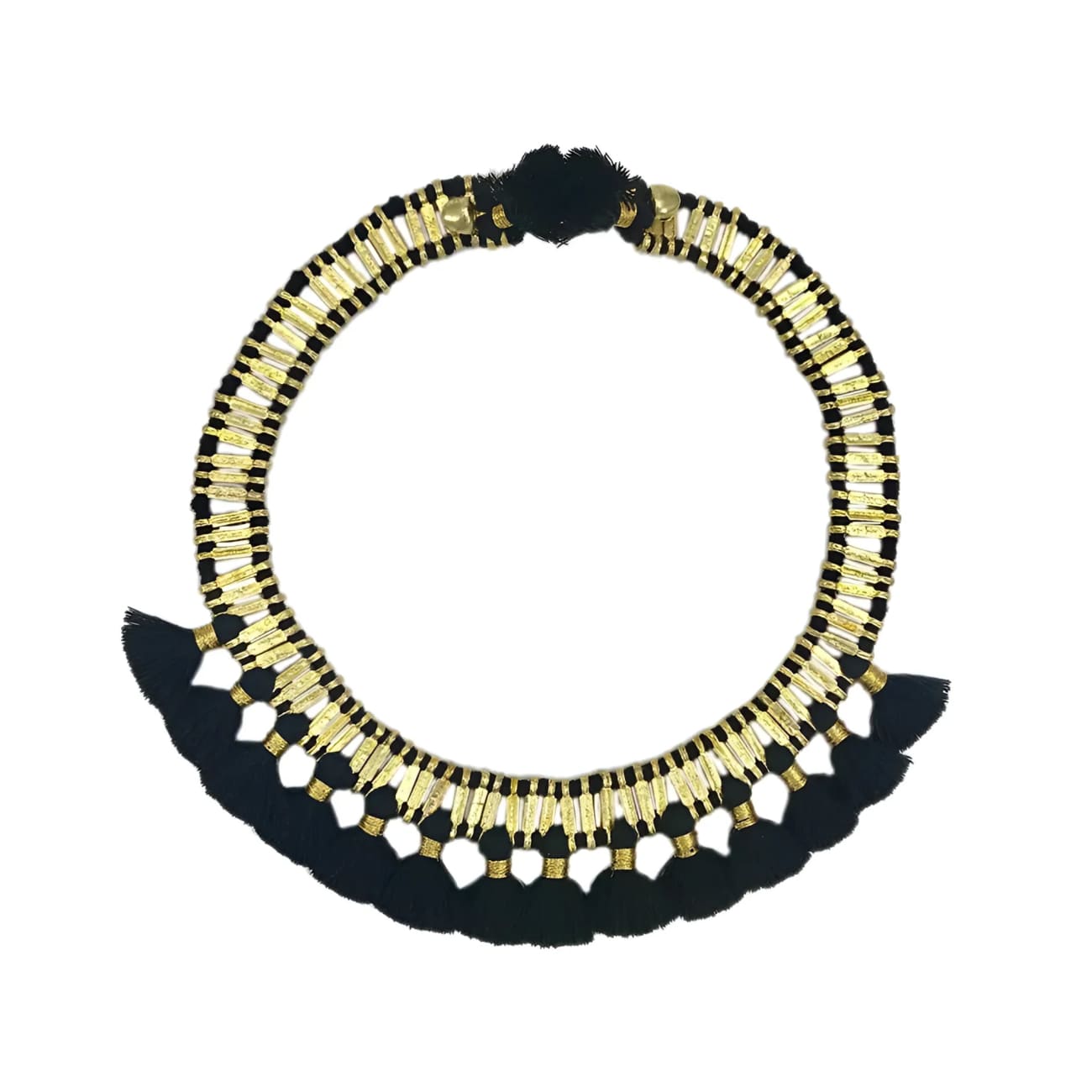 Temple Tassel Collar Necklace - Black - Necklaces
