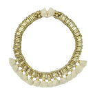 Temple Tassel Collar Necklace - White - Necklaces