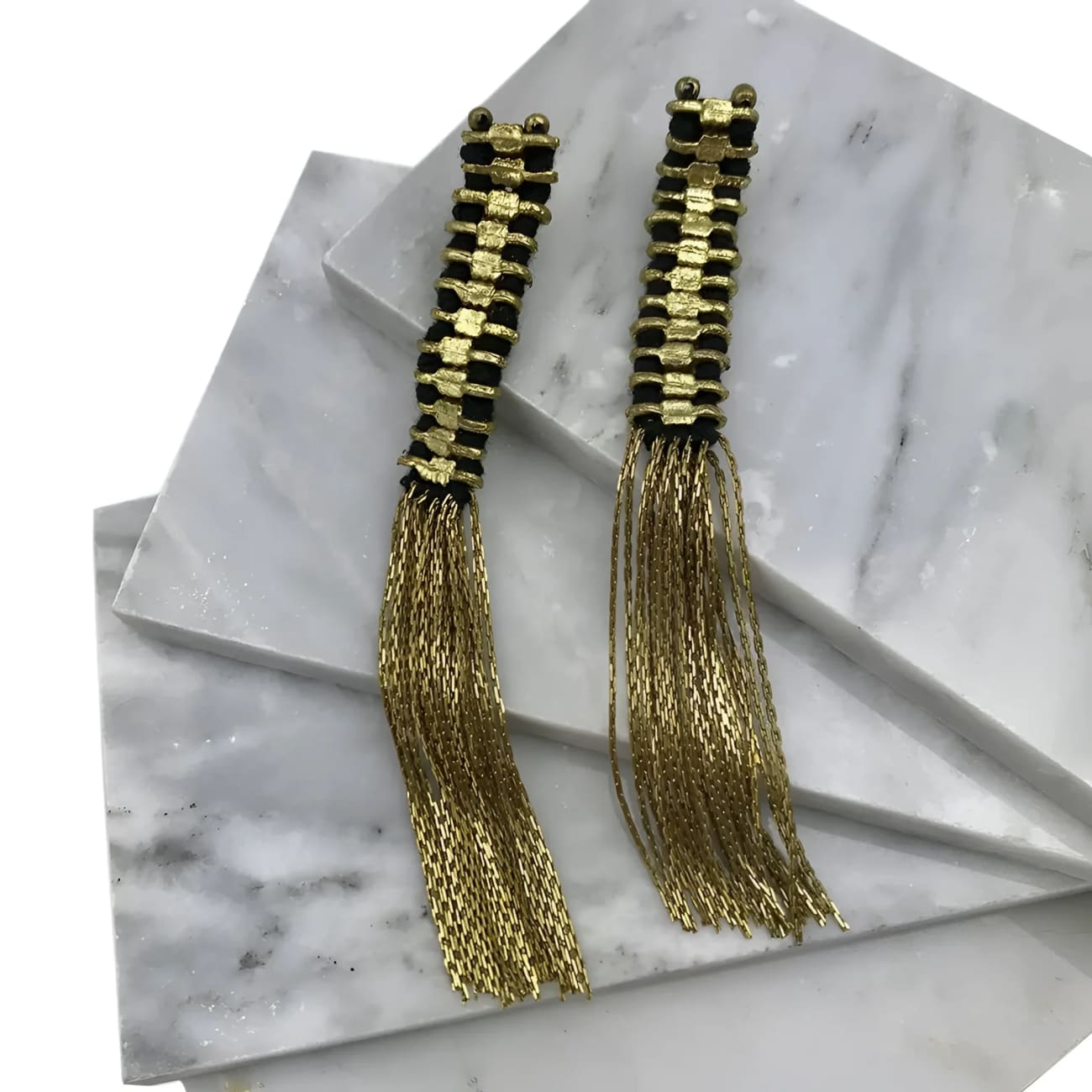 Temple Tassel Earrings - Black