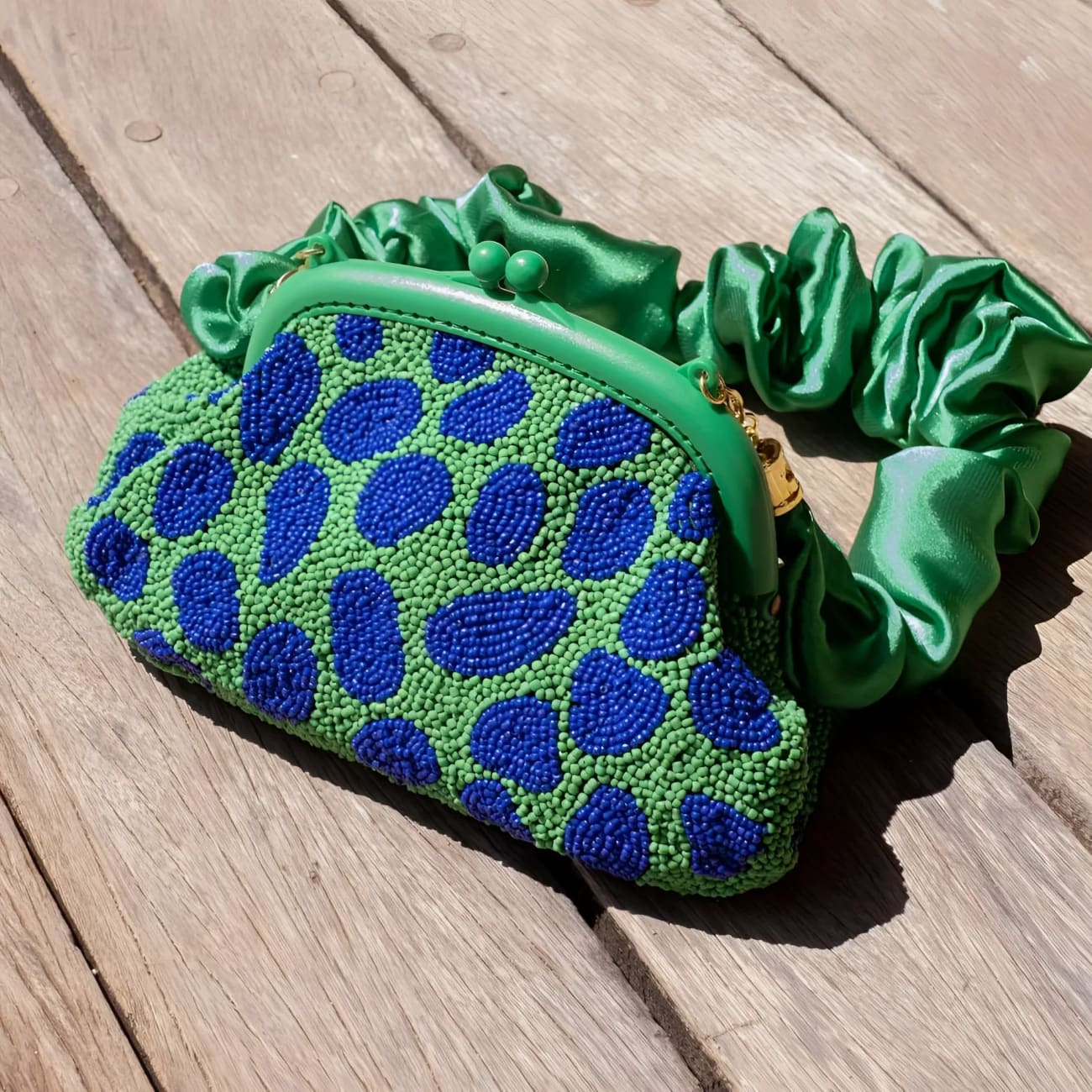 Arnoldi Jade Beaded Clutch-Blue/Green - Clutches