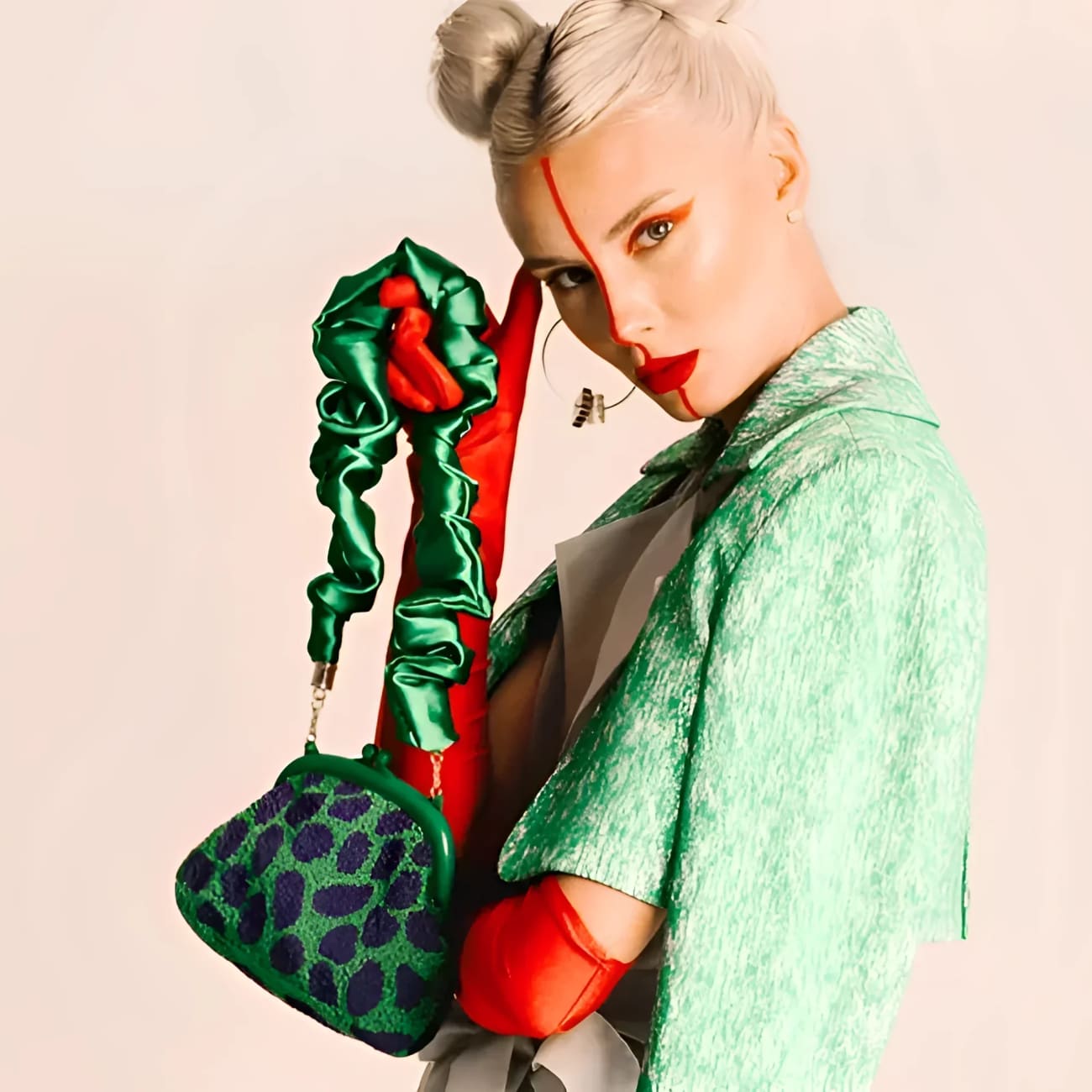 Arnoldi Jade Beaded Clutch-Blue/Green - Clutches