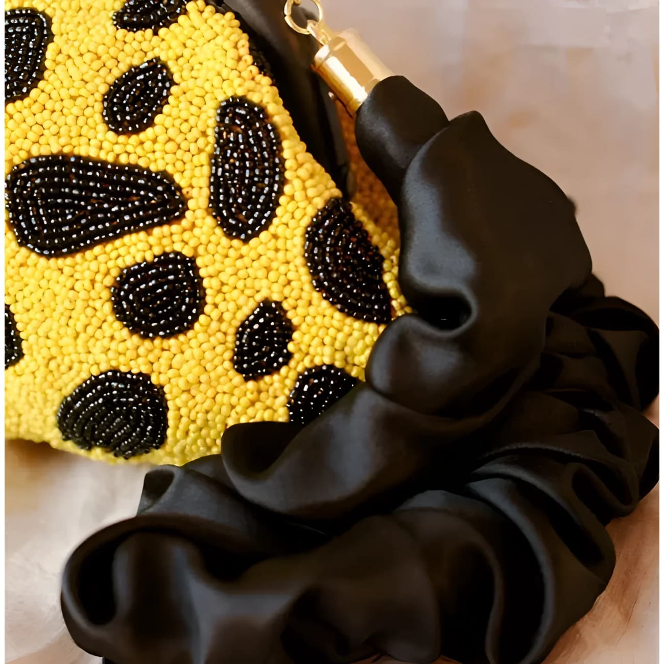 Arnoldi Venom Beaded Clutch-Black/Yellow - Clutches
