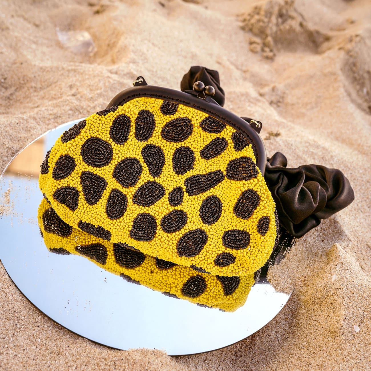 Arnoldi Venom Beaded Clutch-Black/Yellow - Clutches