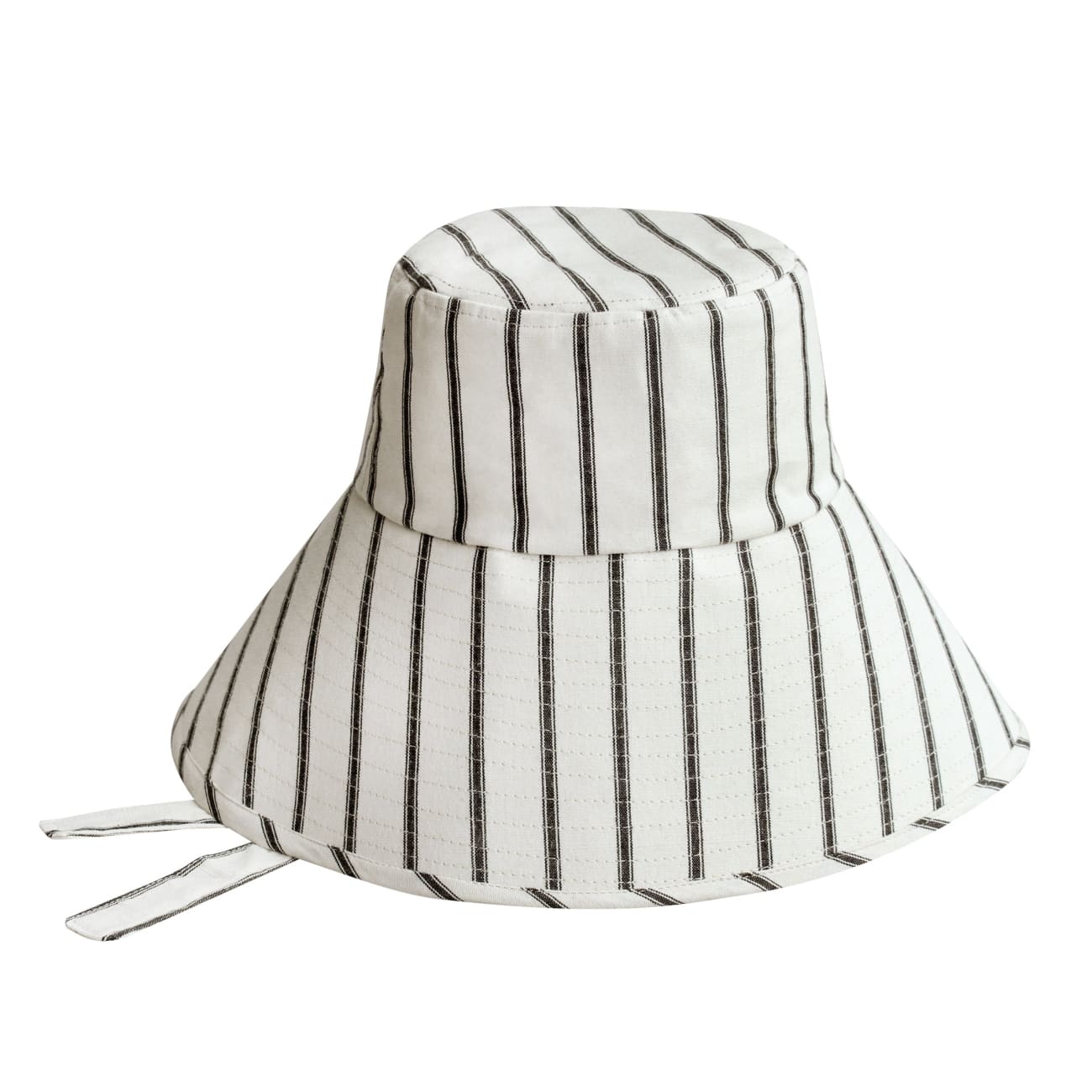Harper Striped Wide Brim Cotton Hat In Black/Off White
