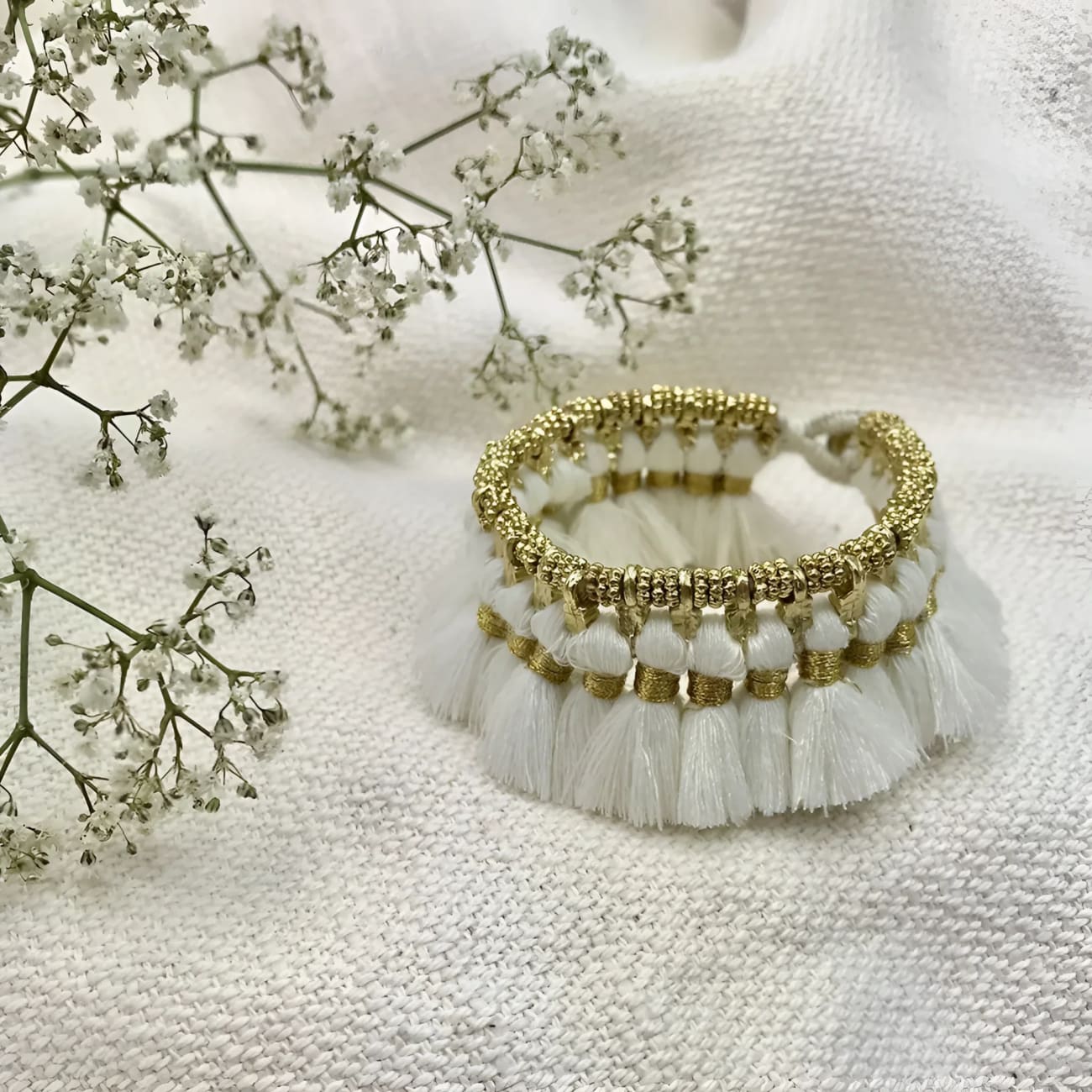 Kyra Tassel Bracelet - White - Bracelets