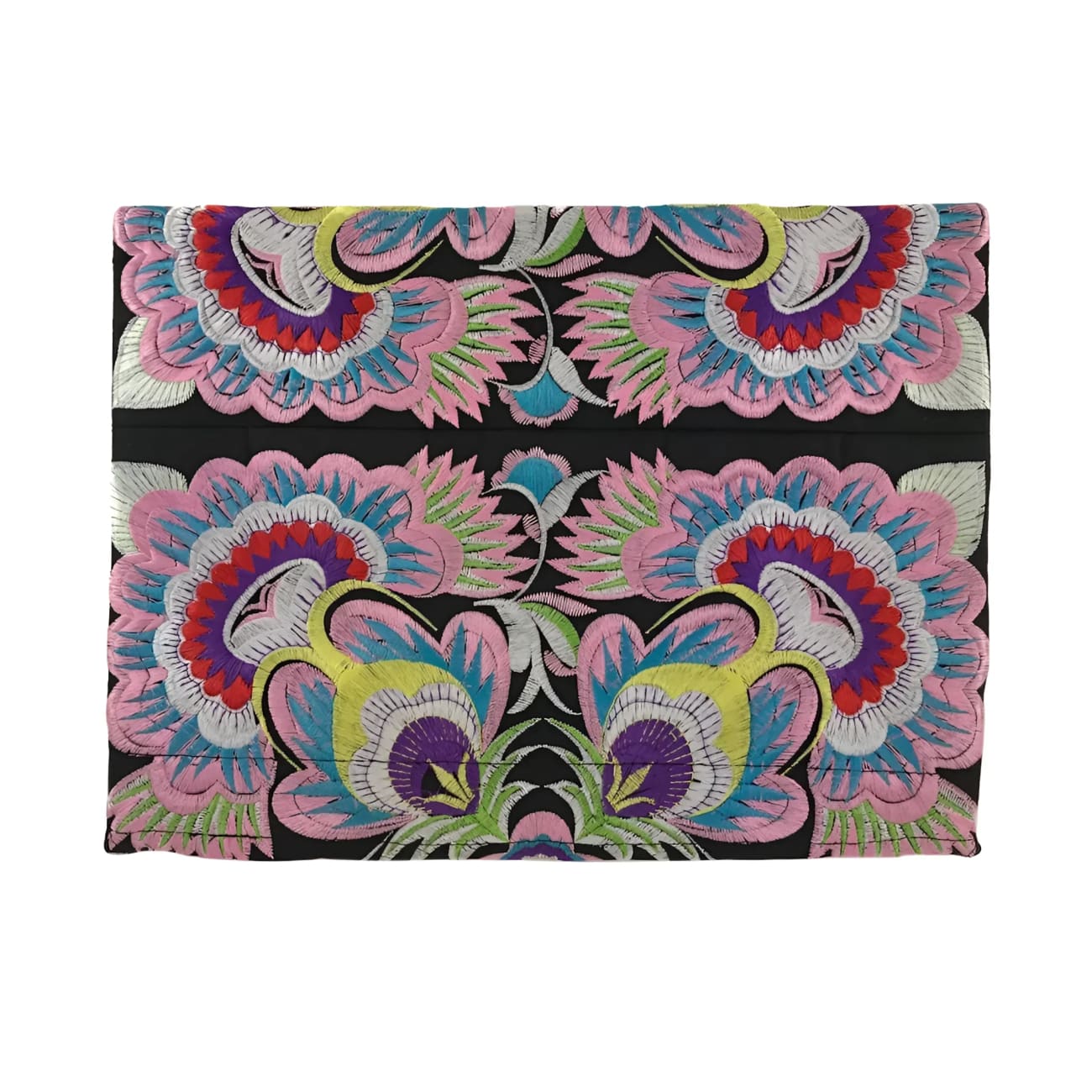 Paradise Flower Embroidered Cotton Clutch - Clutches