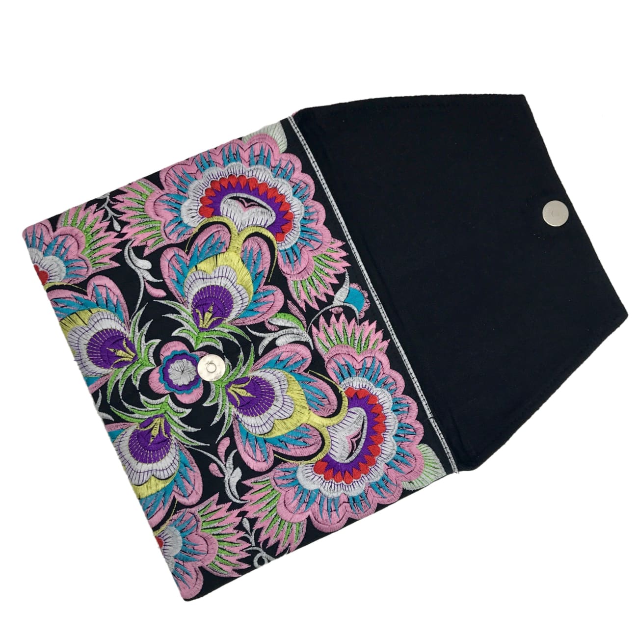 Paradise Flower Embroidered Cotton Clutch - Clutches