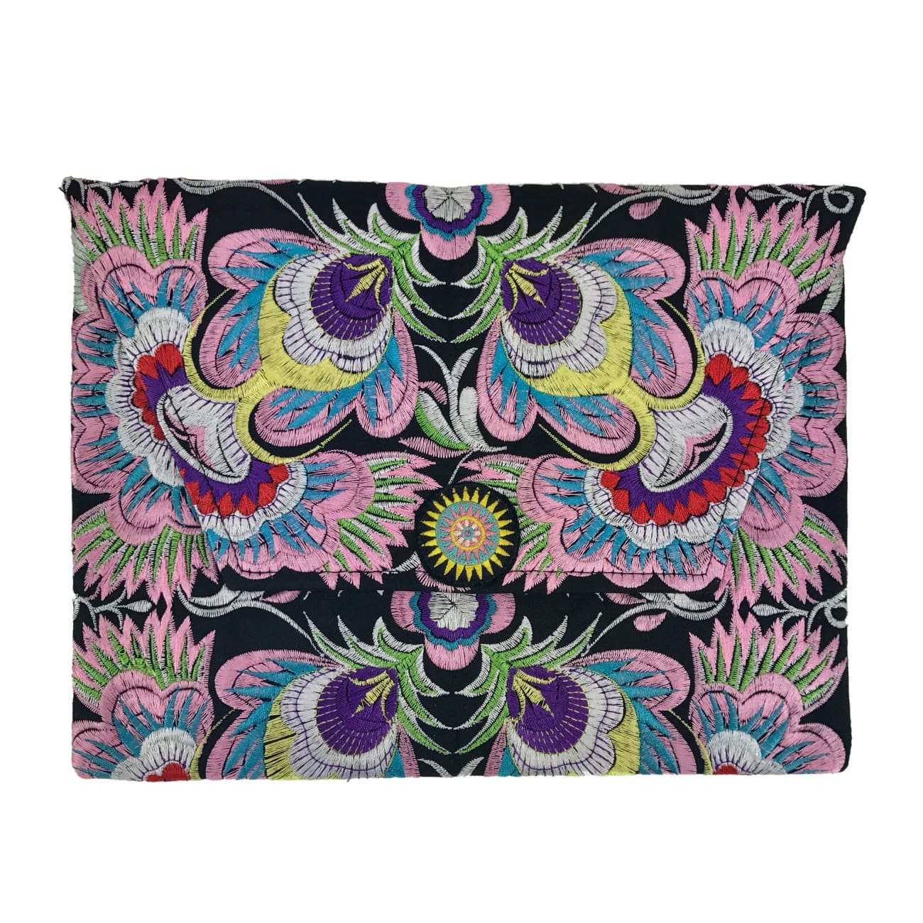 Paradise Flower Embroidered Cotton Clutch - Clutches